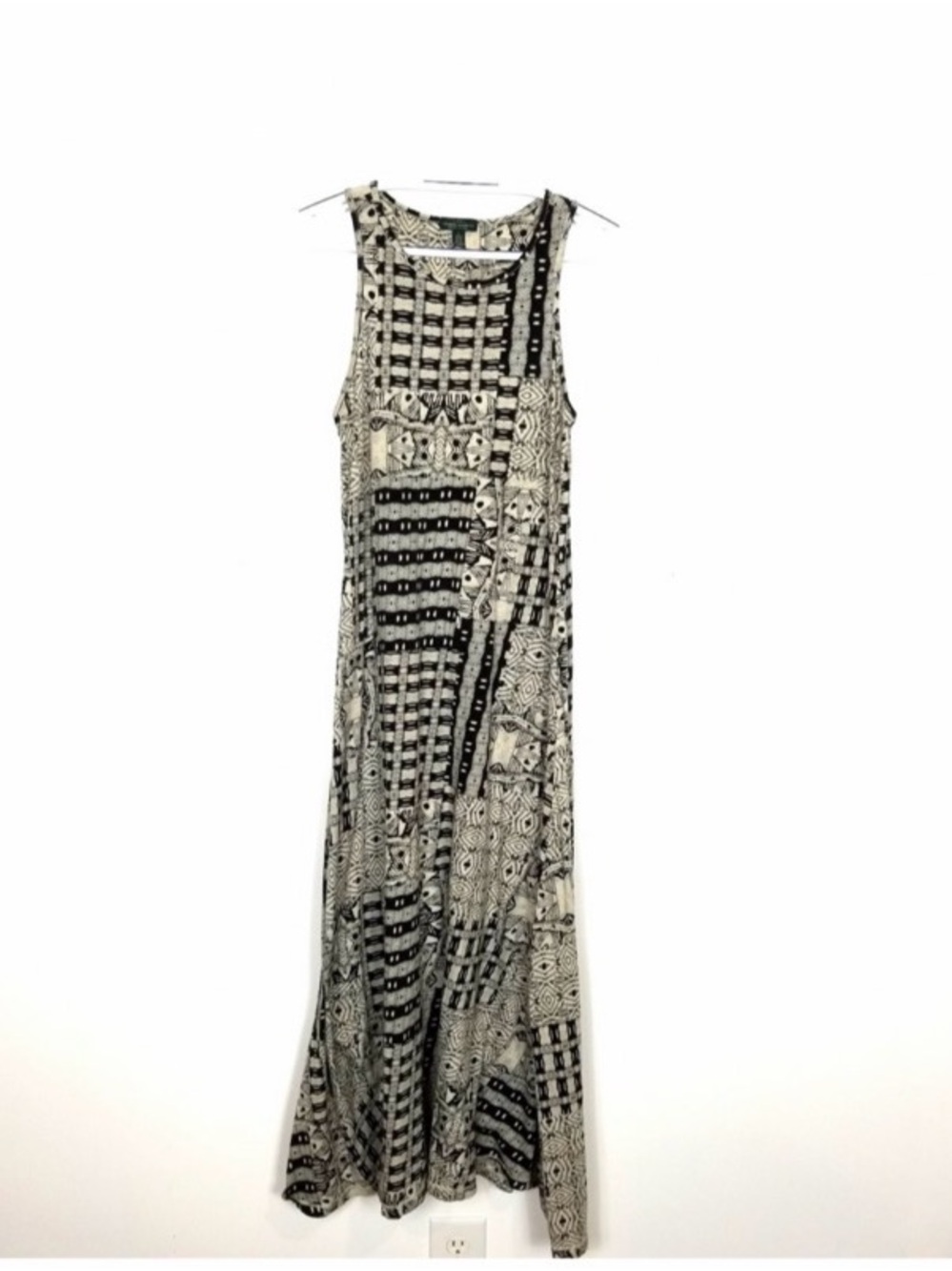 Ralph Lauren • Vintage Y2K • Geometric Print Cotton Maxi Dress • Size L